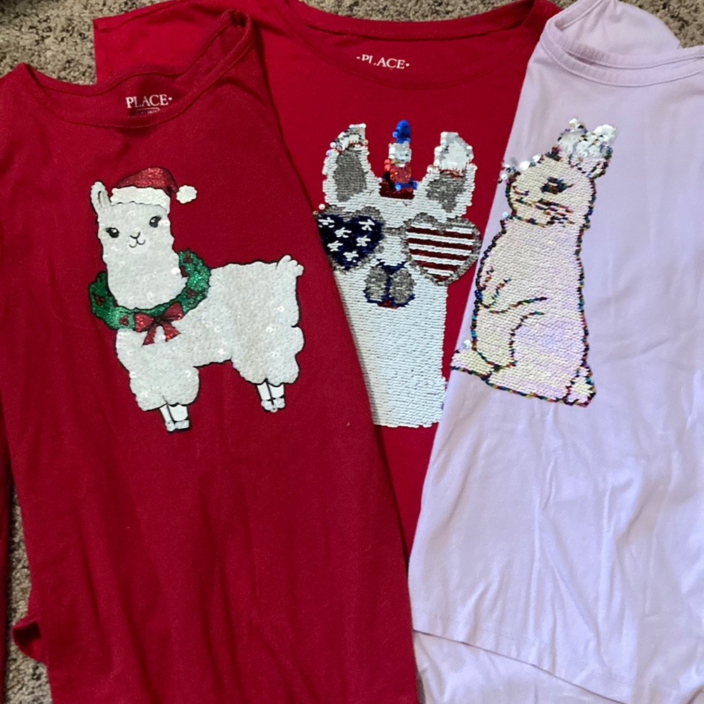 Girls Children’s Place Holiday L 10/12 Tops- Lot of 3